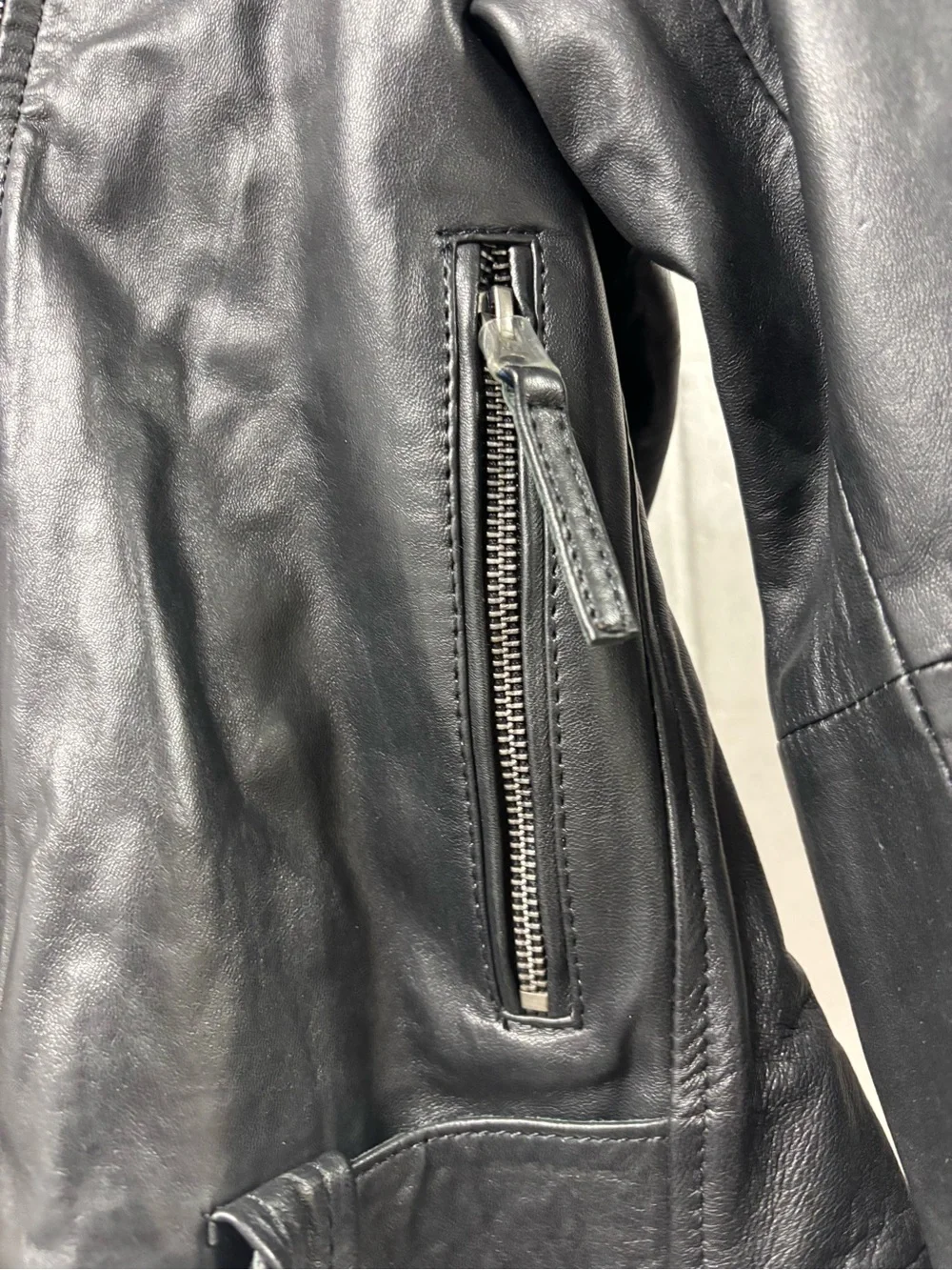 NASTY GAL Til Death Do Us Part Black Leather Cropped Oversized Moto Jacket Med - Picture 7 of 10